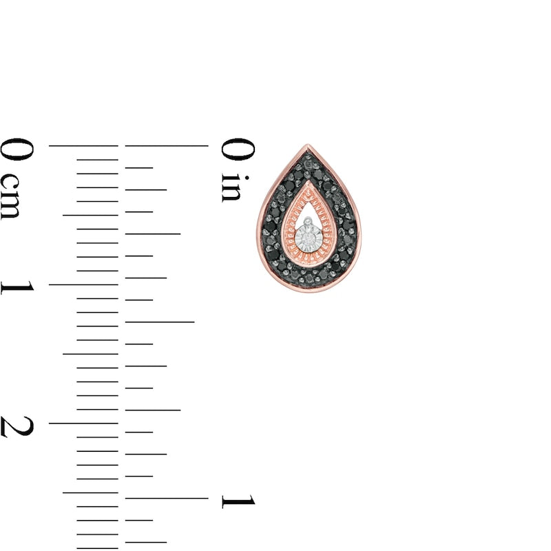 0.07 CT. T.W. Enhanced Black and White Diamond Teardrop Stud Earrings in 10K Rose Gold