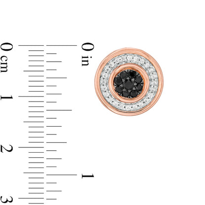 0.5 CT. T.W. Enhanced Black Composite and White Diamond Frame Stud Earrings in 10K Rose Gold