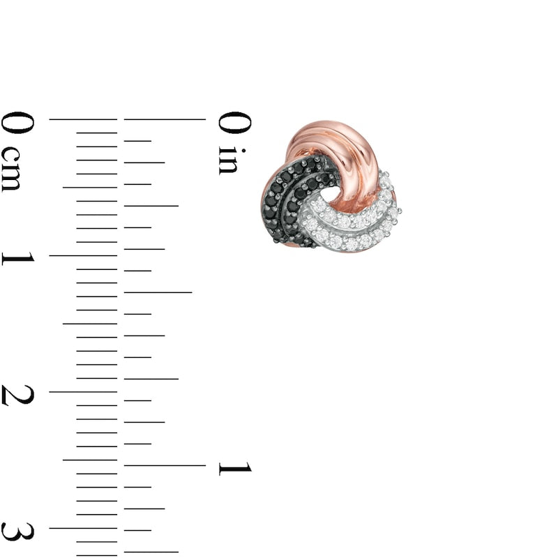 0.25 CT. T.W. Enhanced Black and White Diamond Love Knot Stud Earrings in 10K Rose Gold