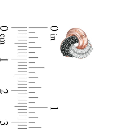 0.25 CT. T.W. Enhanced Black and White Diamond Love Knot Stud Earrings in 10K Rose Gold