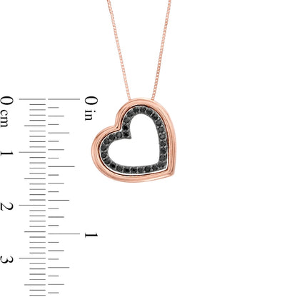 0.2 CT. T.W. Enhanced Black Natural Diamond Tilted Heart Outline Pendant in 10K Rose Gold