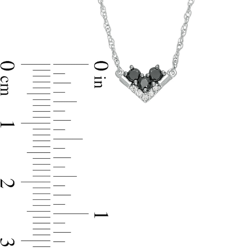 0.17 CT. T.W. Enhanced Black and White Natural Diamond Chevron Necklace in 10K White Gold
