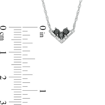 0.17 CT. T.W. Enhanced Black and White Natural Diamond Chevron Necklace in 10K White Gold