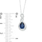 Pear-Shaped Lab-Created Blue Sapphire and Diamond Accent Cascading Teardrop Pendant in 10K White Gold