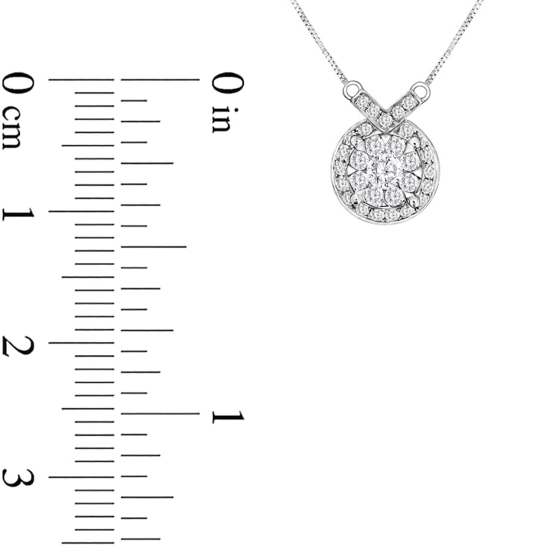0.25 CT. T.W. Natural Diamond Double Frame Chevron Necklace in 10K White Gold