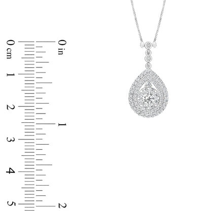 0.75 CT. T.W. Natural Diamond Double Frame Teardrop Pendant 10K White Gold