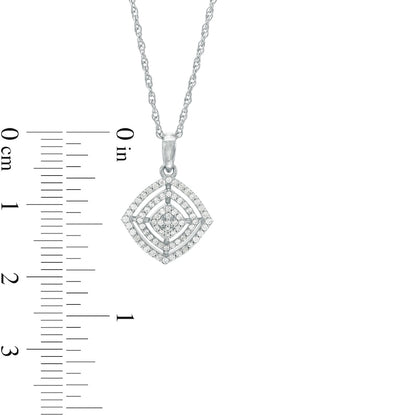 0.25 CT. T.W. Composite Natural Diamond Double Tilted Cushion Frame Pendant in 10K White Gold