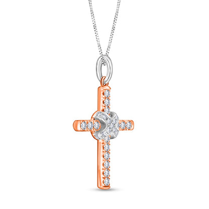 0.2 CT. T.W. Natural Diamond "X" Cross Pendant in 10K Two-Tone Gold
