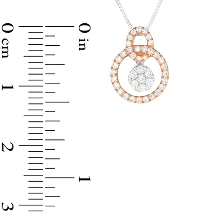 0.2 CT. T.W. Composite Natural Diamond Double Circle Pendant in 10K Two-Tone Gold