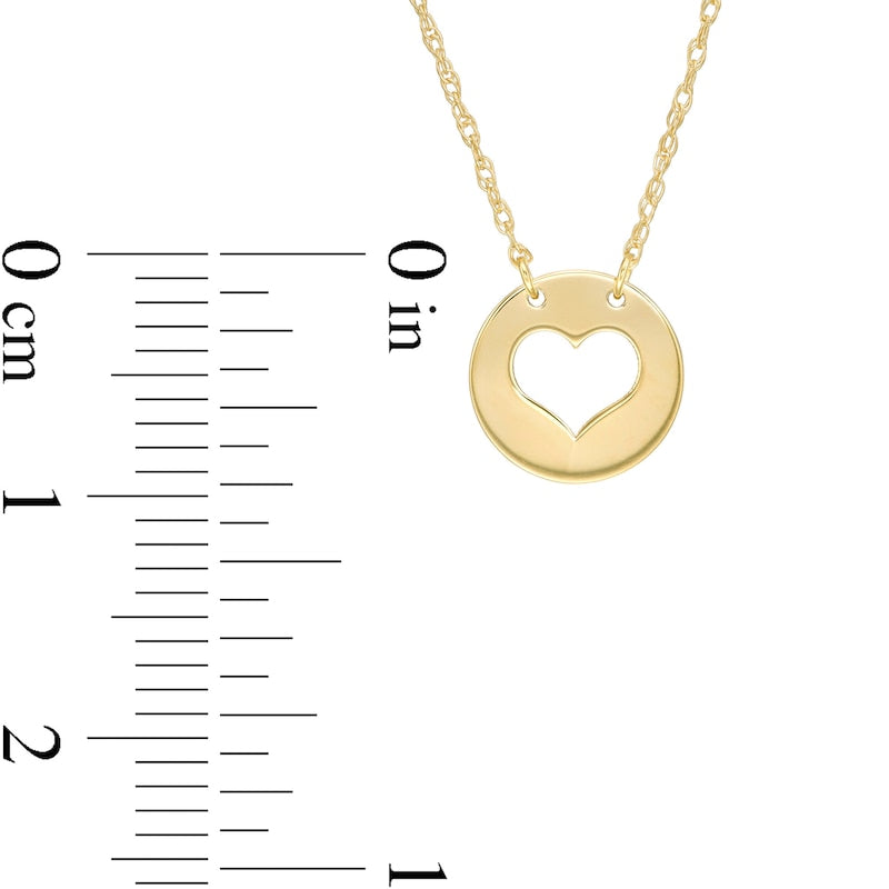 Mini Cut-Out Heart Disc Necklace in 14K Gold