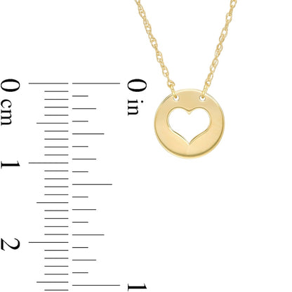 Mini Cut-Out Heart Disc Necklace in 14K Gold