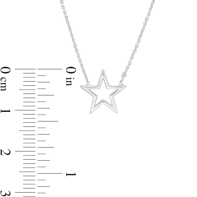 Mini Star Outline Necklace in 14K White Gold