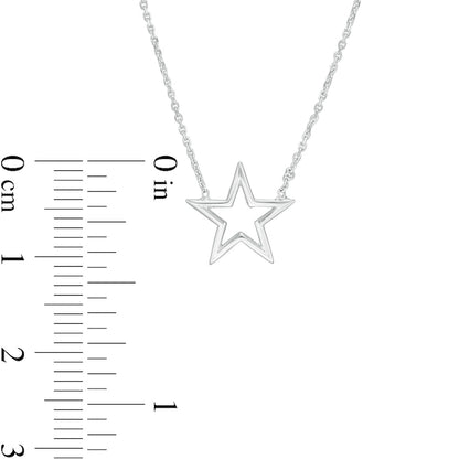 Mini Star Outline Necklace in 14K White Gold