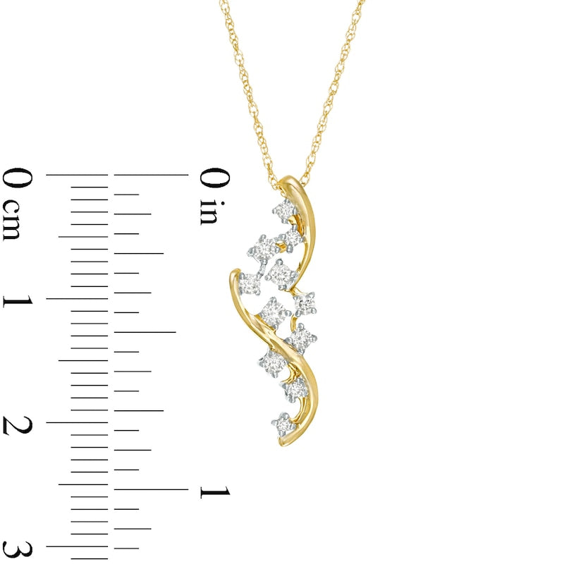 0.2 CT. T.W. Natural Diamond Bypass Scatter Pendant in 10K Yellow Gold
