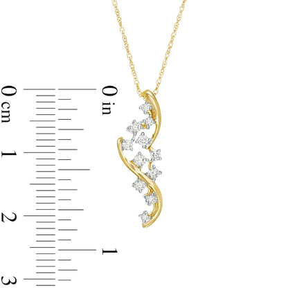 0.2 CT. T.W. Natural Diamond Bypass Scatter Pendant in 10K Yellow Gold