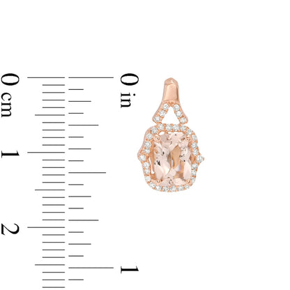 Elongated Cushion-Cut Morganite and 0.2 CT. T.W. Diamond Frame Drop Earrings in 10K Rose Gold