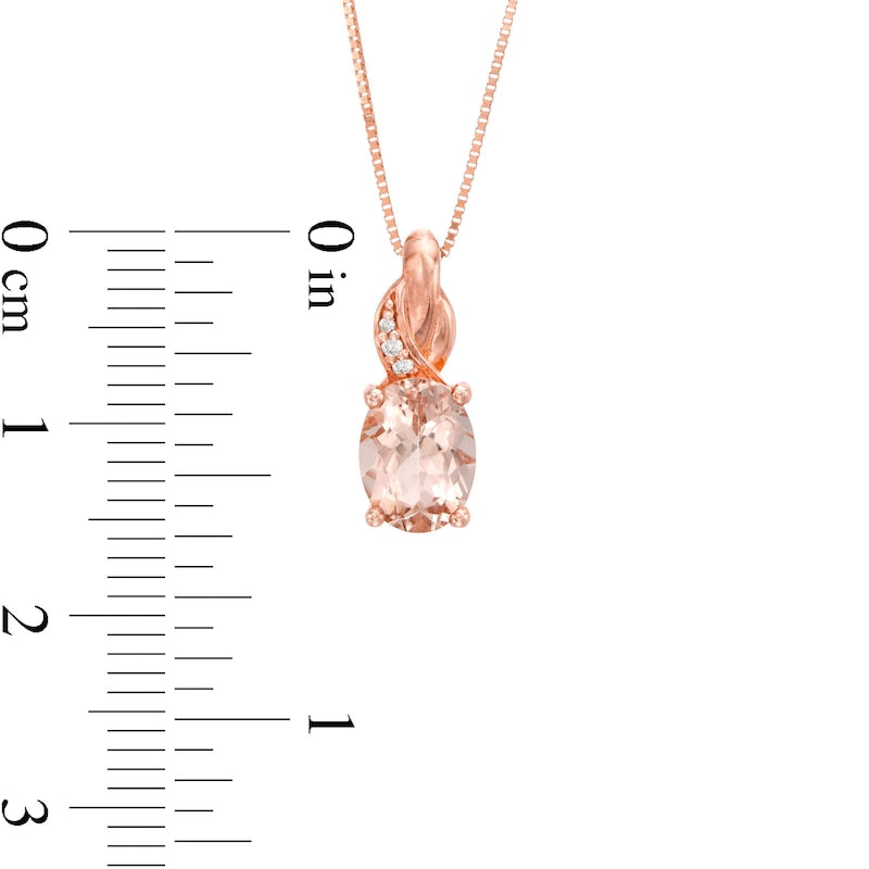 Oval Morganite and Natural Diamond Accent Knot Pendant in 10K Rose Gold