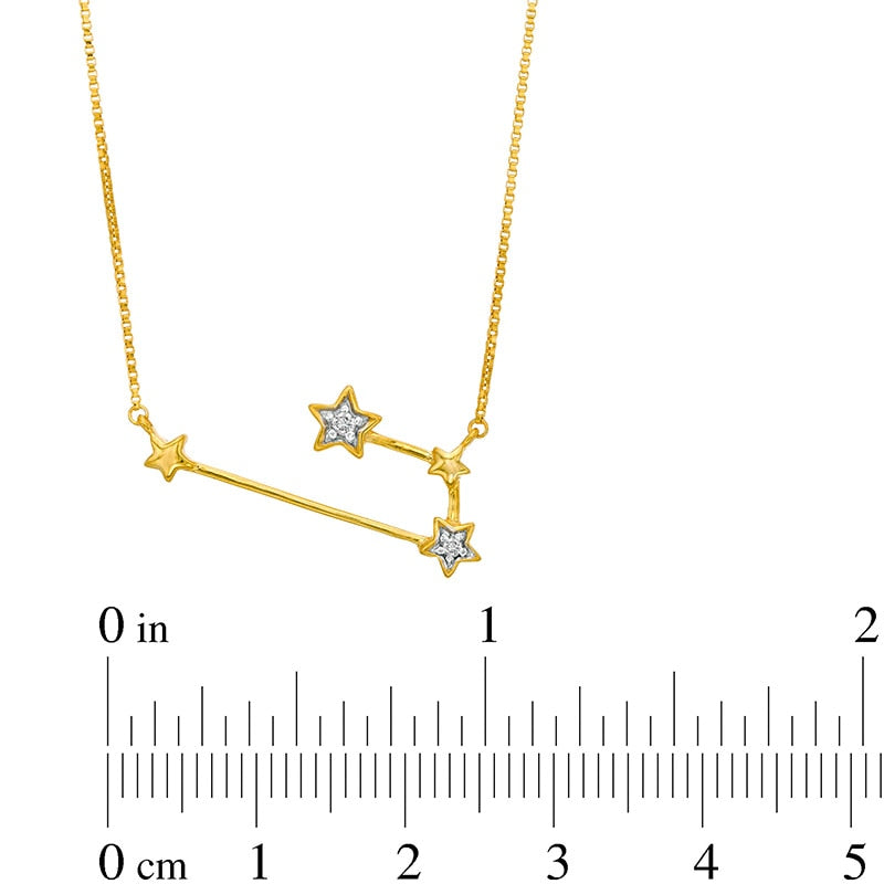 Natural Diamond Accent Aries Constellation Necklace in Sterling Silver with14K Gold Plate