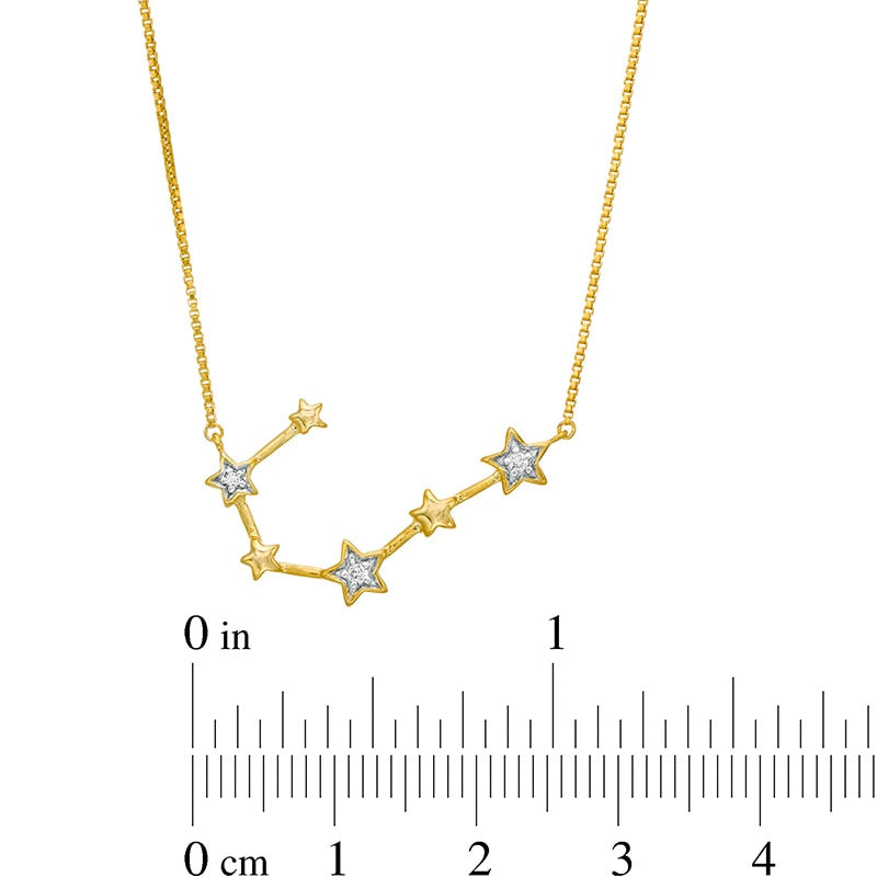 Natural Diamond Accent Cancer Constellation Necklace in Sterling Silver with 14K Gold Plate