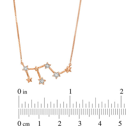 Natural Diamond Accent Leo Constellation Necklace in Sterling Silver with 14K Rose Gold Plate