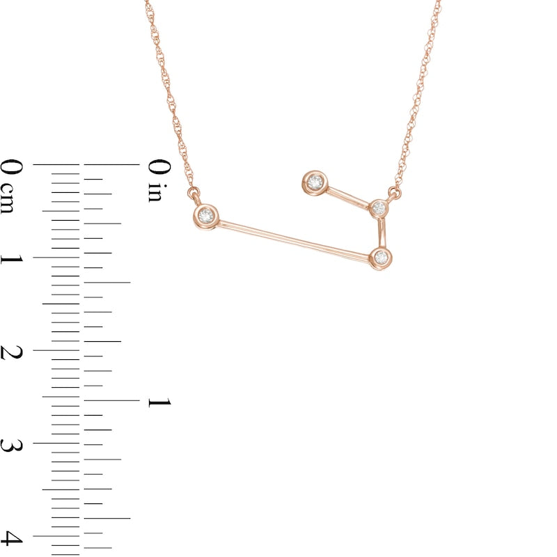 0.05 CT. T.W. Natural Diamond Aries Constellation Bezel-Set Necklace in 10K Rose Gold