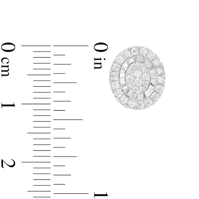 0.5 CT. T.W. Composite Diamond Oval Frame Stud Earrings in 10K White Gold