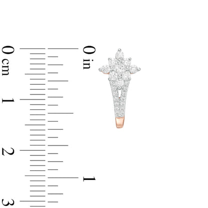 0.5 CT. T.W. Princess-Cut Diamond Double Row J-Hoop Earrings in 14K Rose Gold