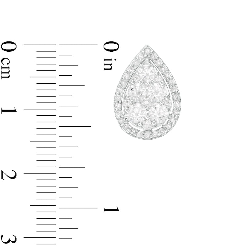 1 CT. T.W. Composite Diamond Teardrop Frame Stud Earrings in 14K White Gold