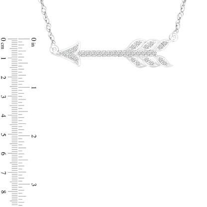 0.17 CT. T.W. Natural Diamond Sideways Arrow Necklace in Sterling Silver