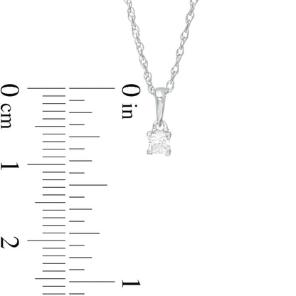 0.1 CT. Princess-Cut Natural Clarity Enhanced Solitaire Pendant in 10K White Gold