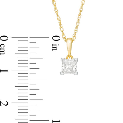 0.5 CT. Princess-Cut Natural Clarity Enhanced Solitaire Pendant in 10K Yellow Gold