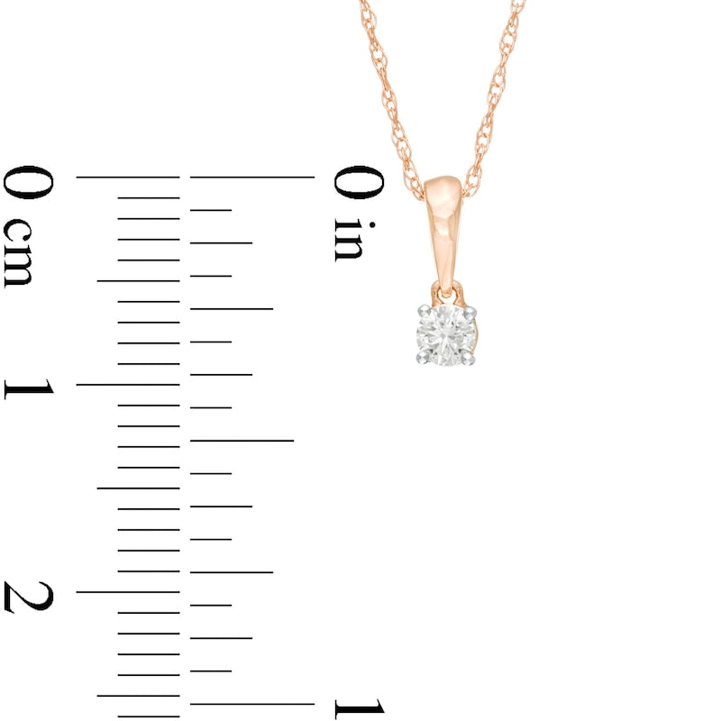 0.1 CT. Natural Clarity Enhanced Solitaire Pendant in 10K Rose Gold