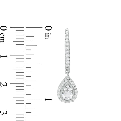 0.75 CT. T.W. Certified Diamond Pear-Shaped Frame Drop Earrings in 14K White Gold (I/I2)