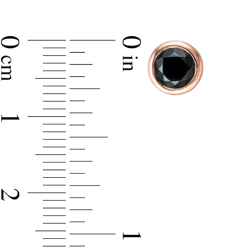 1.5 CT. T.W. Enhanced Black Diamond Bezel-Set Solitaire Stud Earrings in 10K Rose Gold