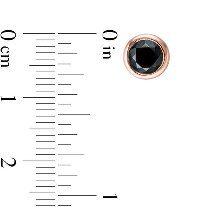 1.5 CT. T.W. Enhanced Black Diamond Bezel-Set Solitaire Stud Earrings in 10K Rose Gold