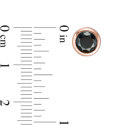 2 CT. T.W. Enhanced Black Diamond Bezel-Set Solitaire Stud Earrings in 10K Rose Gold