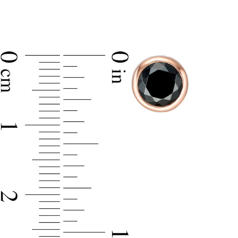 2.5 CT. T.W. Enhanced Black Diamond Bezel-Set Solitaire Stud Earrings in 10K Rose Gold
