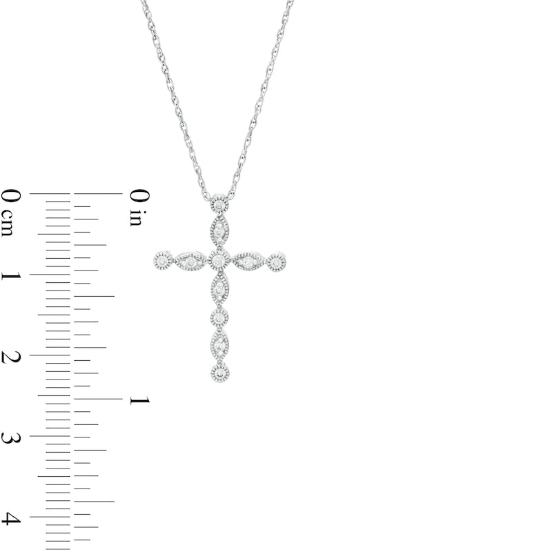 0.13 CT. T.W. Natural Diamond Antique Vintage-Style Cross Pendant in Sterling Silver