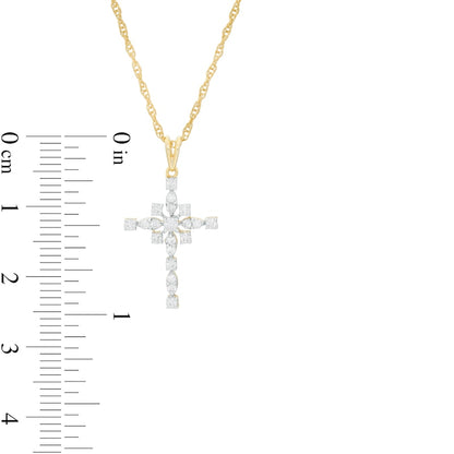 0.25 CT. T.W. Natural Diamond Art Deco Cross Pendant in 10K Yellow Gold