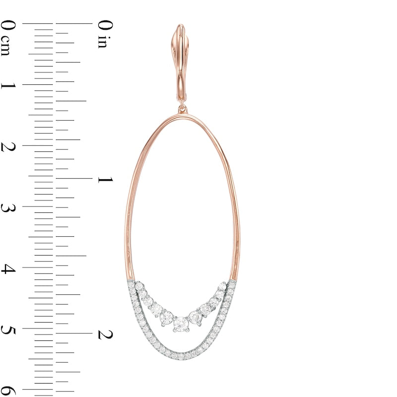 0.75 CT. T.W. Diamond Oval Drop Earrings in 10K Rose Gold