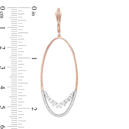 0.75 CT. T.W. Diamond Oval Drop Earrings in 10K Rose Gold