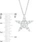 1 CT. T.W. Baguette and Round Natural Diamond Star Pendant in 10K White Gold