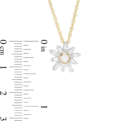 0.38 CT. T.W. Natural Diamond Starburst Frame Pendant in 10K Yellow Gold