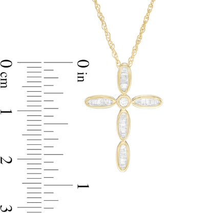 0.2 CT. T.W. Baguette Natural Diamond Cross Pendant in 14K Gold