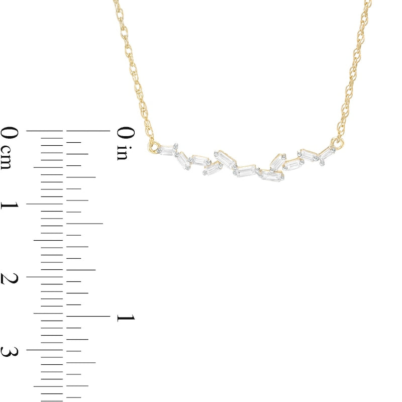 0.17 CT. T.W. Baguette Natural Diamond Scatter Horizontal Bar Necklace in 10K Yellow Gold