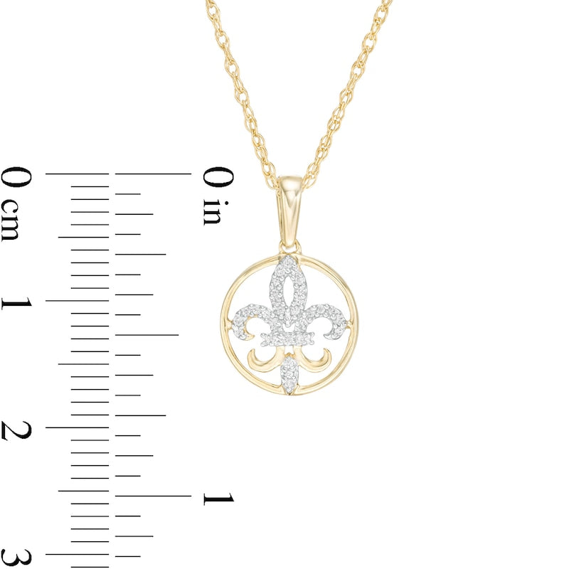 0.05 CT. T.W. Natural Diamond Fleur-de-Lis Pendant in 10K Yellow Gold