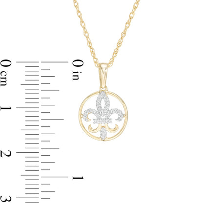 0.05 CT. T.W. Natural Diamond Fleur-de-Lis Pendant in 10K Yellow Gold