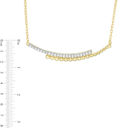 0.17 CT. T.W. Natural Diamond Curved Beaded Ribbon Bypass Necklace in 10K Yellow Gold