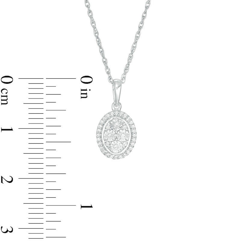 0.1 CT. T.W. Composite Natural Diamond Oval Frame Pendant in Sterling Silver