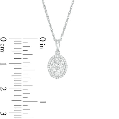 0.1 CT. T.W. Composite Natural Diamond Oval Frame Pendant in Sterling Silver